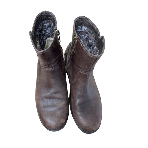 UGG Womens Brown Leather Ankle Moto Boots Size 8 SKU 9280 - Picture 12 of 16